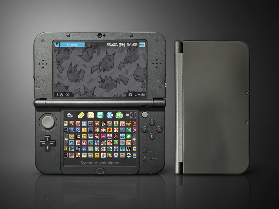 New Nintendo 3DS XL in Dunkelgrau mit IPS-Display, Zustand S – Hauptbild