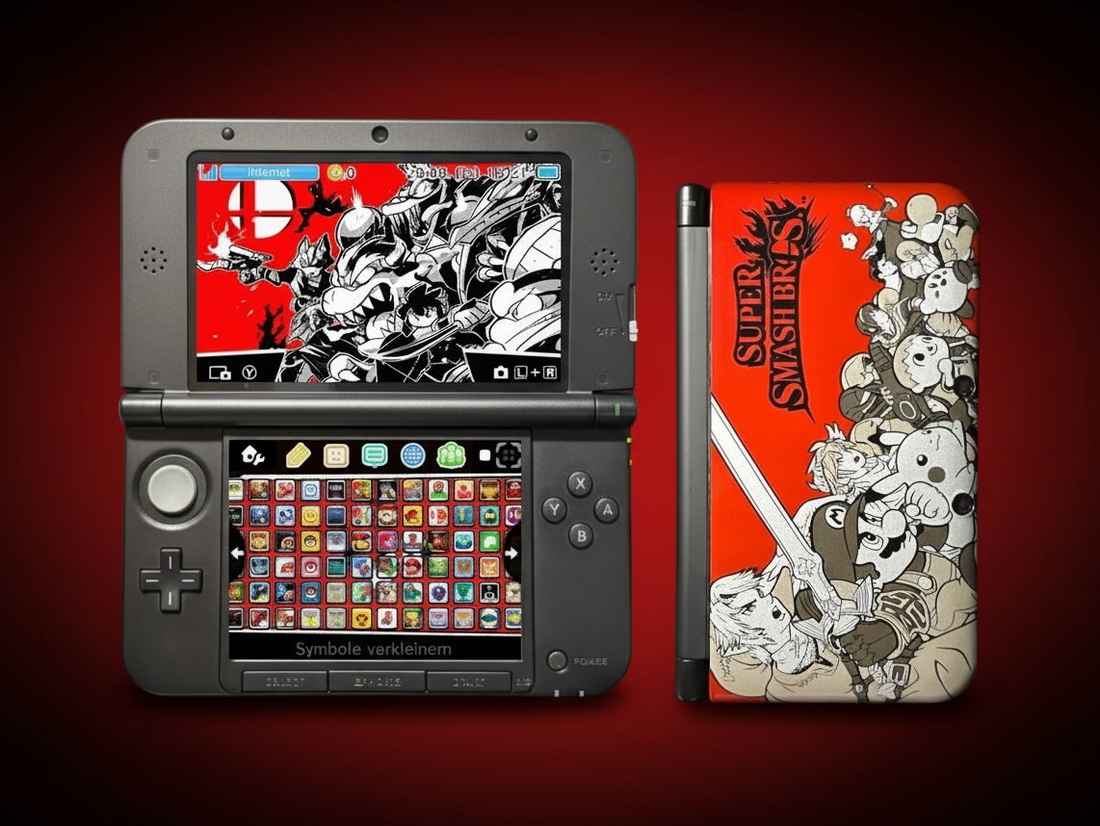 Nintendo 3DS XL in Rot im Super Smash Bros. Design, Zustand S – Hauptbild