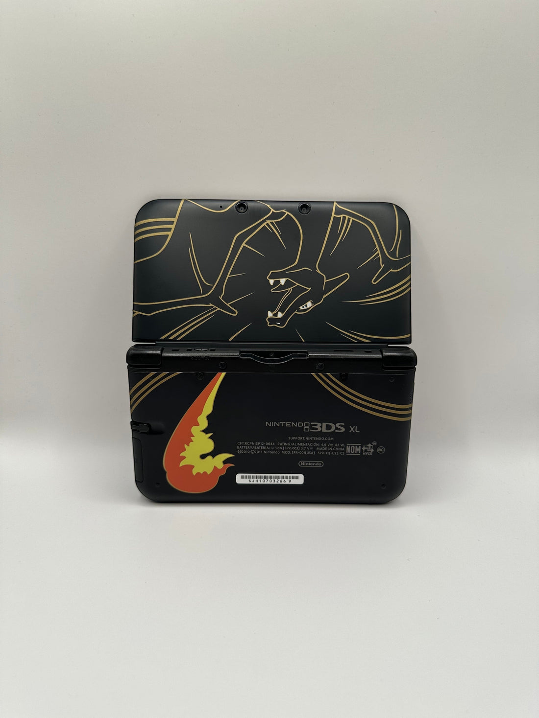Nintendo 3DS XL - Schwarz, Glurak Design