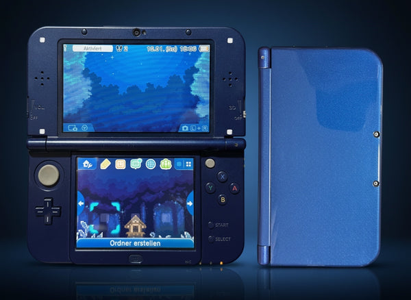 ReCollected New Nintendo 3DS XL Konsole in Blau mit zwei Bildschirmen und vorinstallierten Spielen